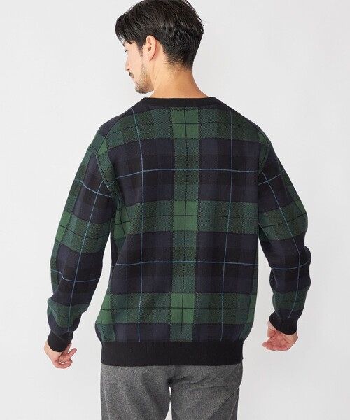 SHIPS（シップス）の「SHIPS: コットン カシミヤ クルーネック SHIPSタータン ニット（ニット/セーター・メンズ・ダークブルー・LARGE/X-LARGE/SMALL/MEDIUM）」の9枚目の写真