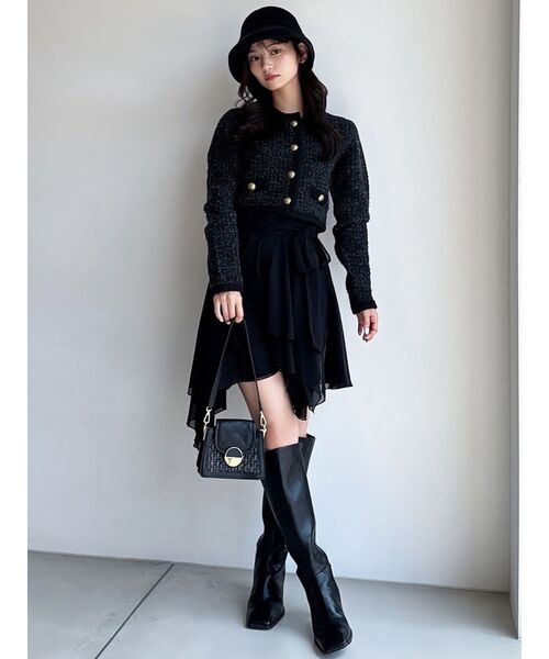 新品未使用 ニットツイードショートジャケット ダズリン dazzlin ツイードライクショートニットジャケット