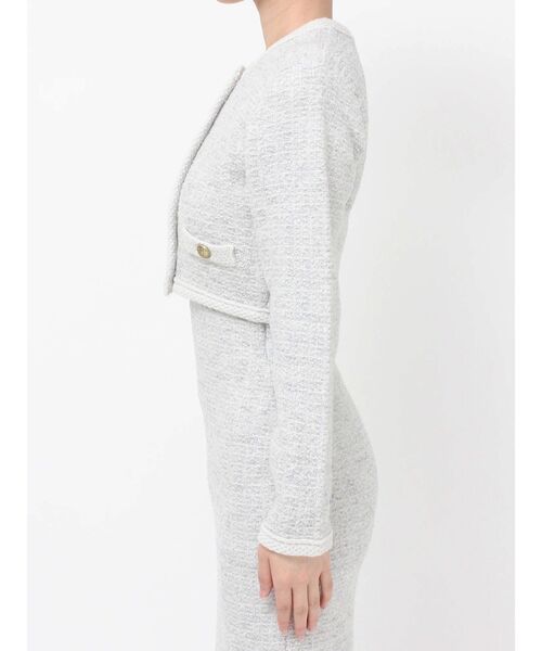 RESEXXY(リゼクシー)の「ノーカラーニットショートジャケット【セットアップ着用可能】(ノーカラージャケット・レディース・グレー/ブラック/ホワイト・FREE)」の10枚目の写真