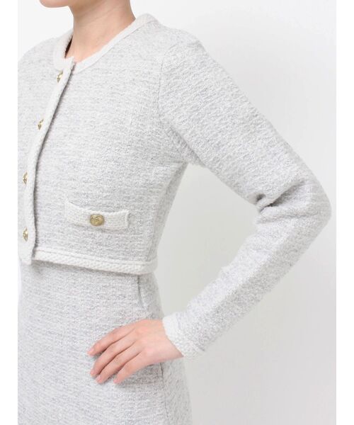 RESEXXY(リゼクシー)の「ノーカラーニットショートジャケット【セットアップ着用可能】(ノーカラージャケット・レディース・グレー/ブラック/ホワイト・FREE)」の13枚目の写真