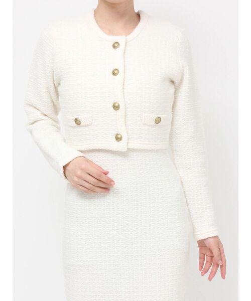 RESEXXY(リゼクシー)の「ノーカラーニットショートジャケット【セットアップ着用可能】(ノーカラージャケット・レディース・グレー/ブラック/ホワイト・FREE)」の22枚目の写真