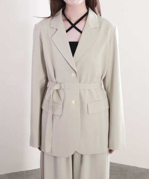 セール】【セットアップ着用可能】ベルテッドテーラードジャケット