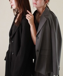 Reurie'（レウリィ）の「【セットアップ着用可能】ベルテッドテーラードジャケット / きれいめ カジュアル モード ベルト付き オフィスカジュアル グレー アイボリー ベージュ ブラック（テーラードジャケット）」