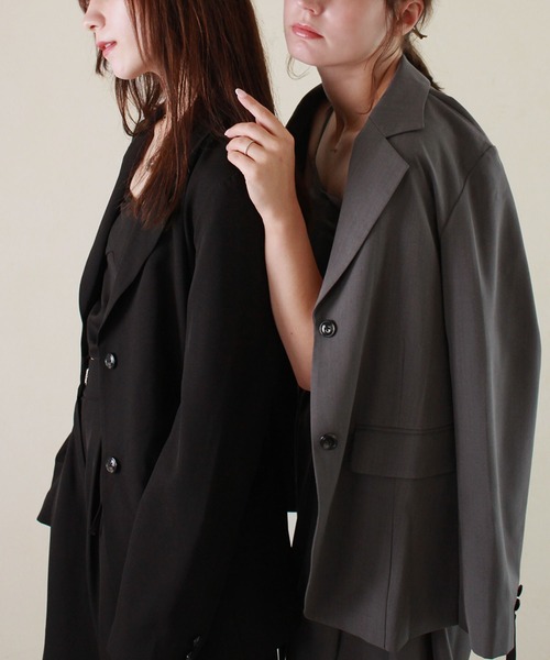 セール】【セットアップ着用可能】ベルテッドテーラードジャケット