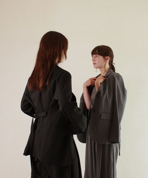 セール】【セットアップ着用可能】ベルテッドテーラードジャケット