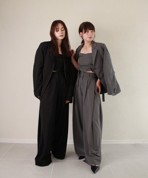 Reurie'(レウリィ)の「【セットアップ着用可能】ベルテッドテーラードジャケット / きれいめ カジュアル モード ベルト付き オフィスカジュアル グレー アイボリー ベージュ ブラック(テーラードジャケット・レディース・ブラック/グレー/アイボリー・FREE)」の8枚目の写真