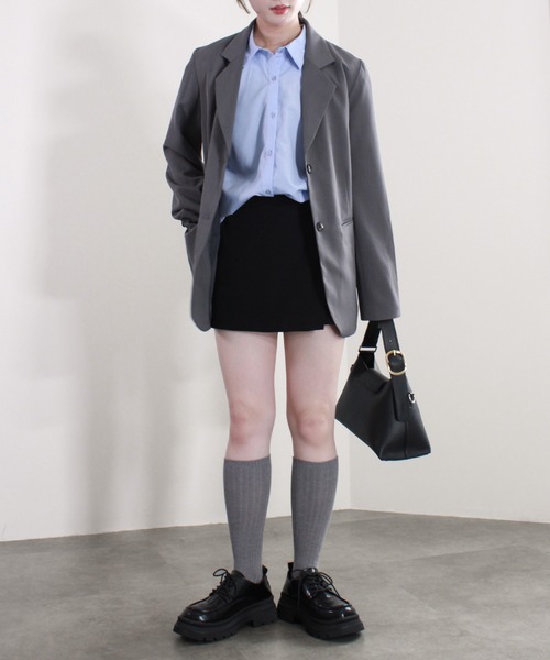 Reurie'(レウリィ)の「【セットアップ着用可能】ベルテッドテーラードジャケット / きれいめ カジュアル モード ベルト付き オフィスカジュアル グレー アイボリー ベージュ ブラック(テーラードジャケット・レディース・ブラック/グレー/アイボリー・FREE)」の11枚目の写真