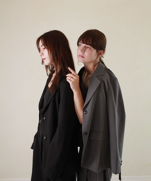 Reurie'(レウリィ)の「【セットアップ着用可能】ベルテッドテーラードジャケット / きれいめ カジュアル モード ベルト付き オフィスカジュアル グレー アイボリー ベージュ ブラック(テーラードジャケット・レディース・ブラック/グレー/アイボリー・FREE)」の21枚目の写真