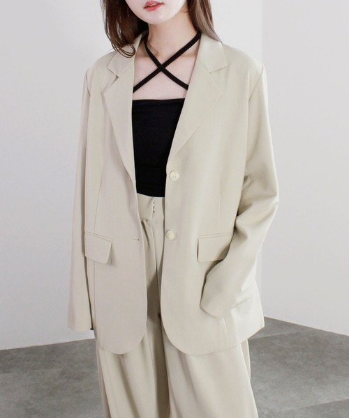 セール】【セットアップ着用可能】ベルテッドテーラードジャケット