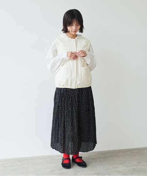 bulle de savon(ビュルデサボン)の「△100/-ブロード EDODAKI 中綿ベスト(ダウンベスト・レディース・チャコールグレー/アイボリー・FREE)」の12枚目の写真