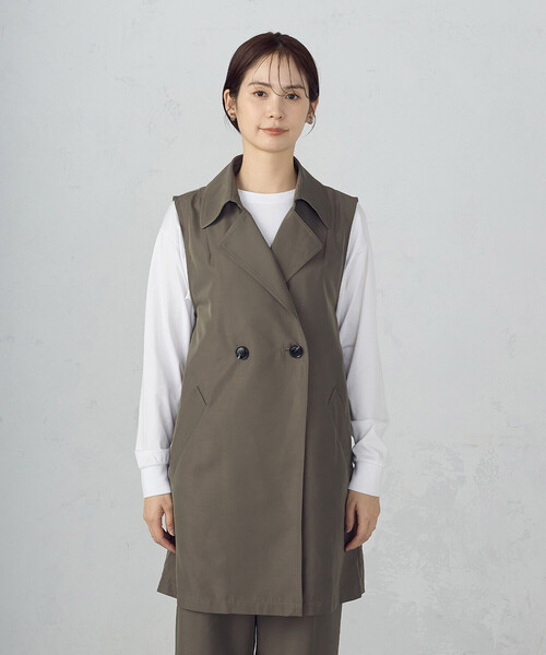COMME CA ISM（コムサイズム）の「【セットアップ対応】ポリエステルツイル　ロングジレ（ベスト・レディース・カーキ/ブラック・FREE）」の15枚目の写真