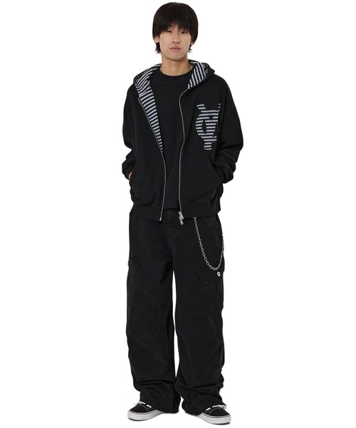 OY パーカー OY/オーワイ』REVERSIBLE STRIPE HOODIE ZIP UP/リバーシブル