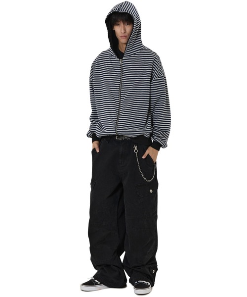 OY ジップパーカー OY/オーワイ』REVERSIBLE STRIPE HOODIE ZIP UP/リバーシブルボーダー
