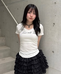 Lae（レイ）の「レースレタリングTシャツ（Tシャツ/カットソー）」