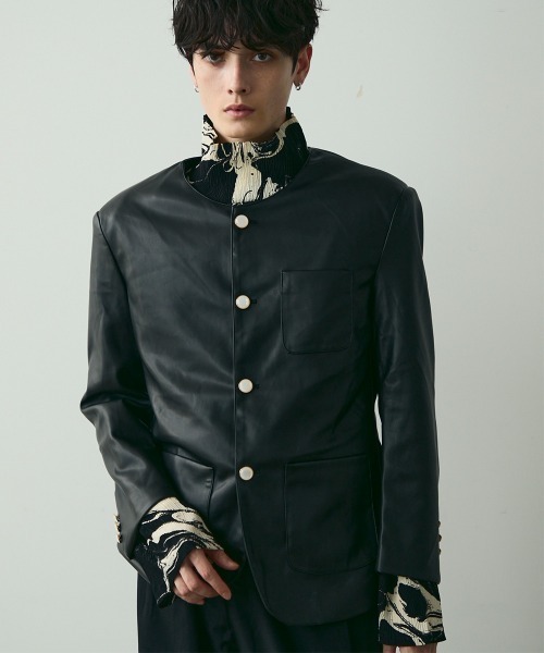 Shoowtime(ショウタイム)の「No Collar Leather Jacket / ノーカラーレザージャケット(ノーカラージャケット・メンズ・ブラック・MEDIUM/LARGE/X-LARGE)」の3枚目の写真