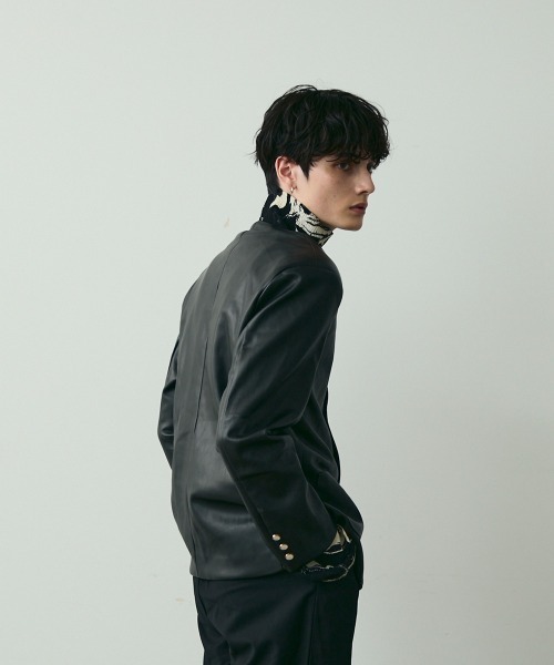 Shoowtime(ショウタイム)の「No Collar Leather Jacket / ノーカラーレザージャケット(ノーカラージャケット・メンズ・ブラック・MEDIUM/LARGE/X-LARGE)」の8枚目の写真