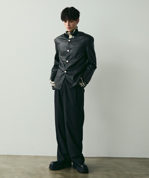 Shoowtime(ショウタイム)の「No Collar Leather Jacket / ノーカラーレザージャケット(ノーカラージャケット・メンズ・ブラック・MEDIUM/LARGE/X-LARGE)」の12枚目の写真