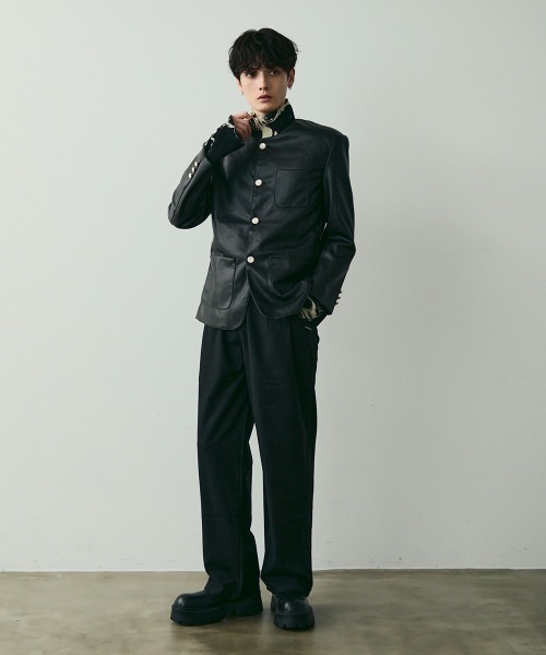 Shoowtime(ショウタイム)の「No Collar Leather Jacket / ノーカラーレザージャケット(ノーカラージャケット・メンズ・ブラック・MEDIUM/LARGE/X-LARGE)」の14枚目の写真