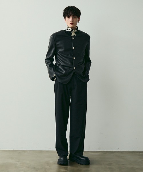 Shoowtime(ショウタイム)の「No Collar Leather Jacket / ノーカラーレザージャケット(ノーカラージャケット・メンズ・ブラック・MEDIUM/LARGE/X-LARGE)」の15枚目の写真