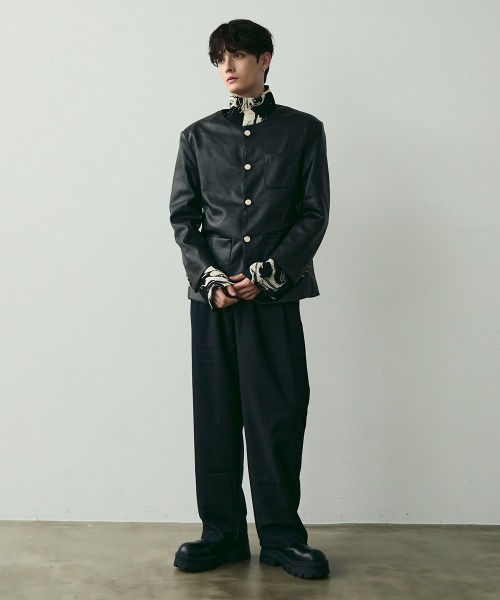 Shoowtime(ショウタイム)の「No Collar Leather Jacket / ノーカラーレザージャケット(ノーカラージャケット・メンズ・ブラック・MEDIUM/LARGE/X-LARGE)」の16枚目の写真