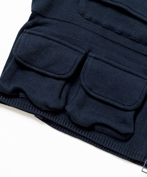 meanswhile ベスト Knit Luggage Vest / BLACK Cotton Knit Luggage Vest/Bone | meanswhile