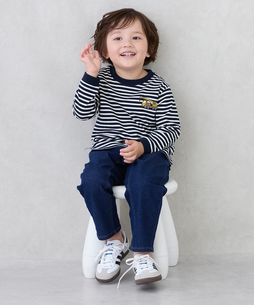 petit main（プティマイン）の「わんぱくテーパードパンツ（その他パンツ・キッズ・ベージュ/ブルー/ブラウン/キナリ/ネイビー/グレー/ストライプ/グリーン・120cm/100cm/110cm/90cm/80ｃｍ/130cm）」の11枚目の写真