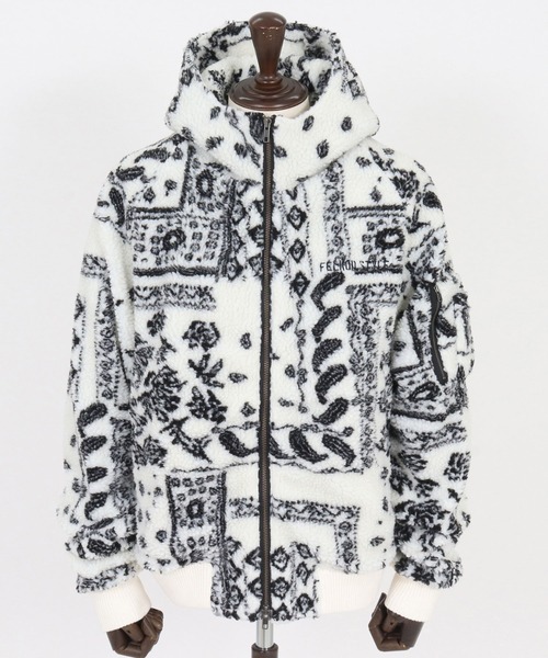 felkod(フィルコッド)の「mj11045-Bandana Pattern Boa Hooded Blouson フーデッドブルゾン(F25F010)(ブルゾン・メンズ・ホワイト/ブラック×グレー・S/M/L)」の13枚目の写真
