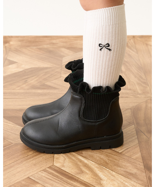 セール】【Lycee mine バレエシリーズ】フリルリブサイドゴアブーツ