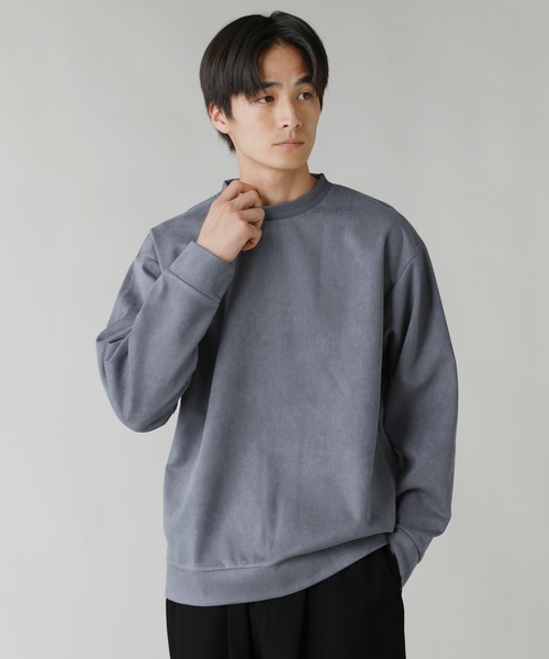 LIL VENDARS(リルヴェンダース)の「Buyer's Select/フェイクスウェードクルーネックトレーナー(スウェット・メンズ・ライトグレー/ブルー/アイボリー/スミクロ・M/L/LL)」の4枚目の写真