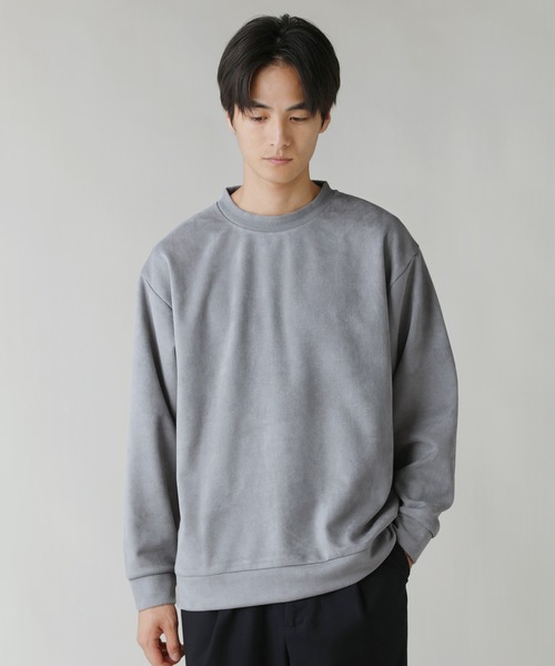 LIL VENDARS(リルヴェンダース)の「Buyer's Select/フェイクスウェードクルーネックトレーナー(スウェット・メンズ・ライトグレー/ブルー/アイボリー/スミクロ・M/L/LL)」の1枚目の写真