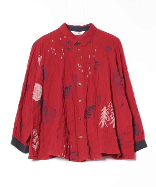 SUPER HAKKA×保坂優子 先染めコットンシャーリング「森と暮らす」刺繍