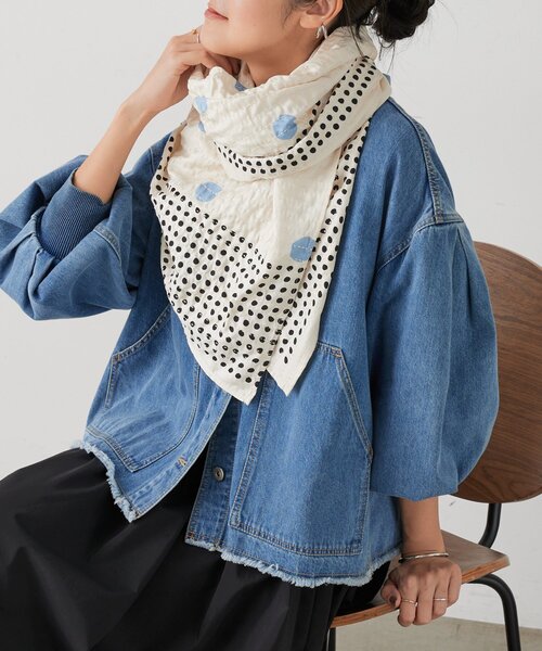 BEARDSLEY（ビアズリー）の「《CITRUS》プリントストール（ストール/ショール・レディース・ブルー・FREE）」の5枚目の写真