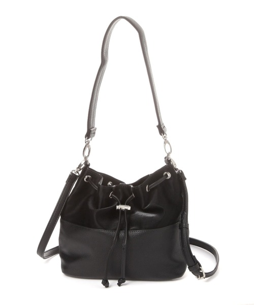 LAKOLE（ラコレ）の「ヌバック風コンビ巾着ショルダーバッグ / 587754（ショルダーバッグ・レディース・ベージュ/オフホワイト/ブラック・FREE）」の13枚目の写真