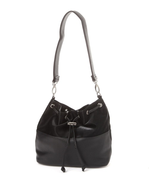 LAKOLE（ラコレ）の「ヌバック風コンビ巾着ショルダーバッグ / 587754（ショルダーバッグ・レディース・ベージュ/オフホワイト/ブラック・FREE）」の4枚目の写真