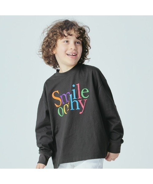 Smoothy（スムージー）の「SMOOTHY Smile Long Sleeve Tee / スムージー スマイル ロングスリーブTシャツ（Tシャツ/カットソー・キッズ・ホワイト/スミクロ・MEDIUM/LARGE/X-LARGE）」の2枚目の写真