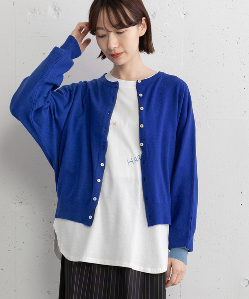 POU DOU DOU（プードゥドゥ）の「変形前立てドルマンカーディガン（カーディガン/ボレロ・レディース・イエロー/レッド/ライトグレー/ブラック/ブルー・M）」の17枚目の写真