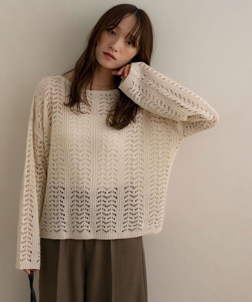 NOAHL(ノアル)の「【NOAHL】デザインメッシュニットプルオーバー(その他トップス・レディース・ブラウン/アイボリー/ブラック・FREE)」の5枚目の写真