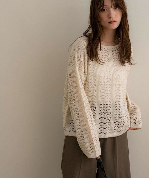 NOAHL(ノアル)の「【NOAHL】デザインメッシュニットプルオーバー(その他トップス・レディース・ブラウン/アイボリー/ブラック・FREE)」の7枚目の写真
