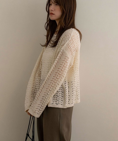 NOAHL(ノアル)の「【NOAHL】デザインメッシュニットプルオーバー(その他トップス・レディース・ブラウン/アイボリー/ブラック・FREE)」の12枚目の写真