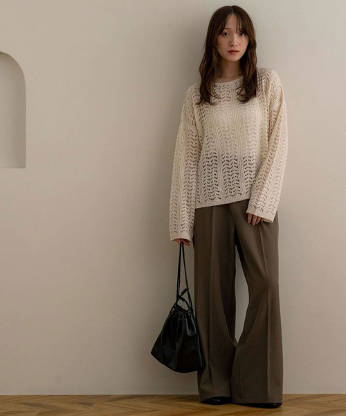 NOAHL(ノアル)の「【NOAHL】デザインメッシュニットプルオーバー(その他トップス・レディース・ブラウン/アイボリー/ブラック・FREE)」の17枚目の写真