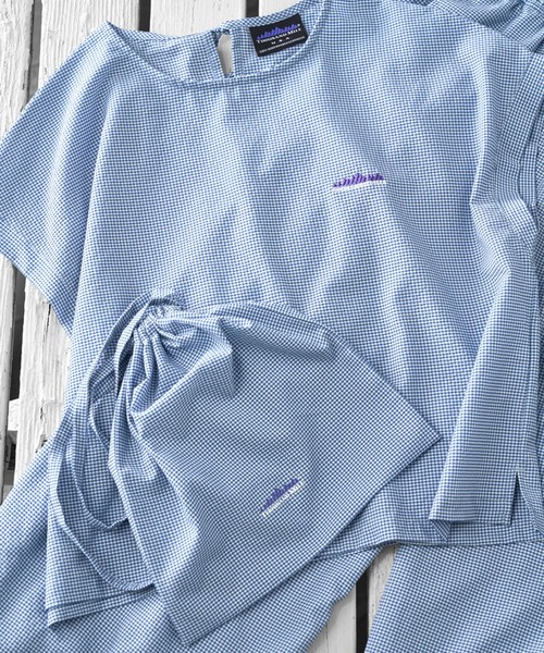 THOUSAND MILE（サウザンドマイル）の「[L's]FRENCH SLEEVE SHIRT & LONG PANTS SET HIGH AIR PERMEABILITY CHECK/フレンチスリーブシャツ＆ロングパンツセット（セットアップ・レディース・ブラック系その他/ブラウン系その他/ブルー系その他・FREE）」の3枚目の写真