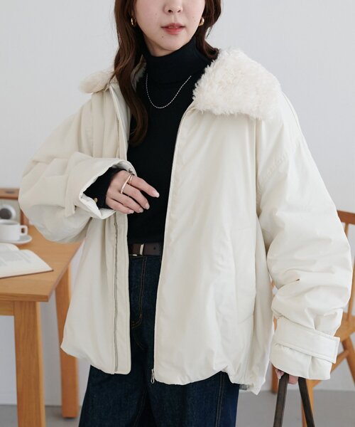セール】【ファー取り外し可能】ファー衿ナイロンブルゾン（ブルゾン