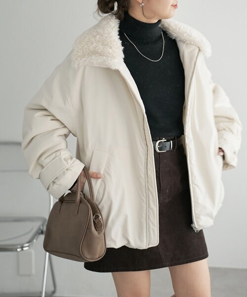 ファー取り外し可能】ファー衿ナイロンブルゾン（ブルゾン）｜DISCOAT