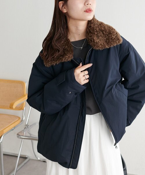 新品タグ付き⭐︎レースブルゾン ファー取り外し可能】ファー衿ナイロンブルゾン（ブルゾン）｜DISCOAT