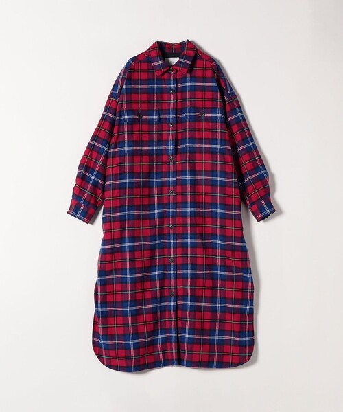 セール】SHIPS any:〈洗濯機可能〉タータン チェック ロング シャツ