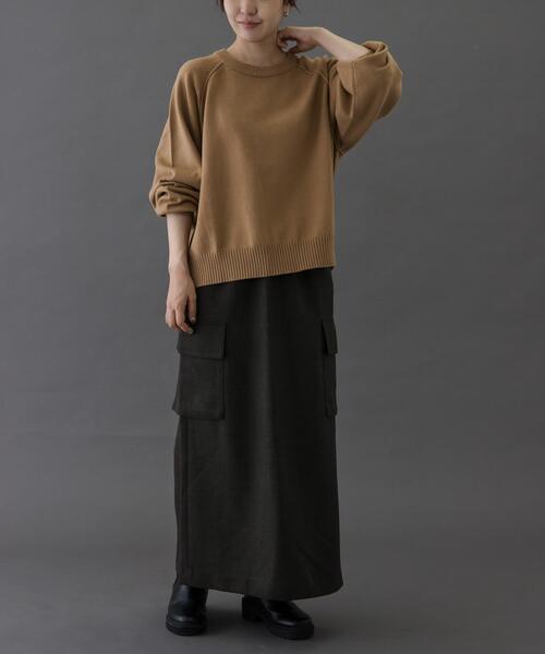 FORK&SPOON（フォークアンドスプーン）の「FORK&SPOON　ウールライクツイルスカート（スカート・レディース・ブラウン/ブラック・1/2）」の4枚目の写真