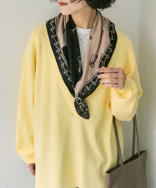 ear PAPILLONNER（イアパピヨネ）の「リング付きカギ柄ストール（ストール/ショール・レディース・グリーン/ブラック・FREE）」の3枚目の写真