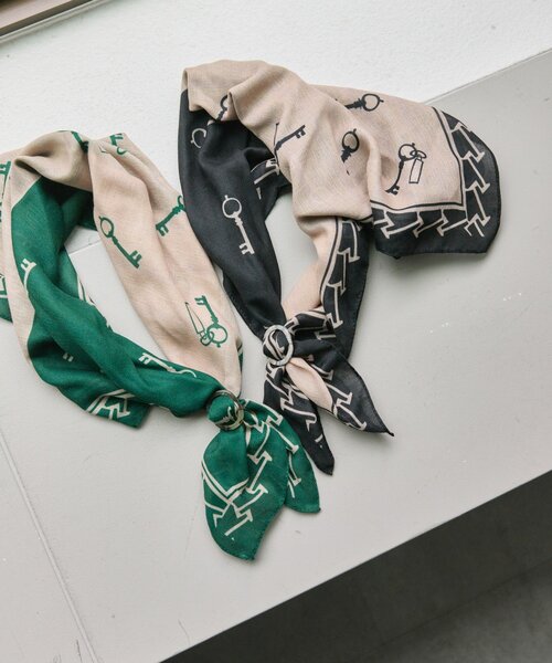 ear PAPILLONNER（イアパピヨネ）の「リング付きカギ柄ストール（ストール/ショール・レディース・グリーン/ブラック・FREE）」の8枚目の写真