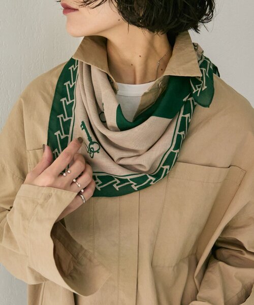 ear PAPILLONNER（イアパピヨネ）の「リング付きカギ柄ストール（ストール/ショール・レディース・グリーン/ブラック・FREE）」の11枚目の写真