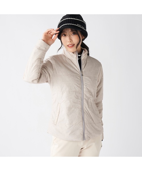 marie claire(マリ・クレール)の「marie claire GOLF マリクレールゴルフ ゴルフウェア 軽量 保温 タフタ 中綿 ブルゾン ジャケット(ブルゾン・レディース・オフホワイト/ブラック・L/M/LL/3L)」の2枚目の写真